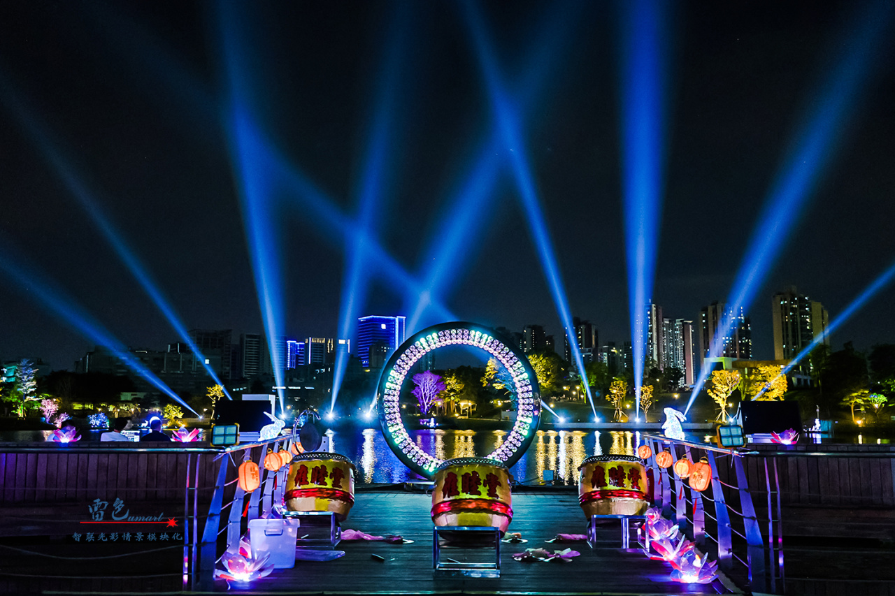 雷色光電｜璀璨光影秀點亮深圳定崗湖公園！(圖1)